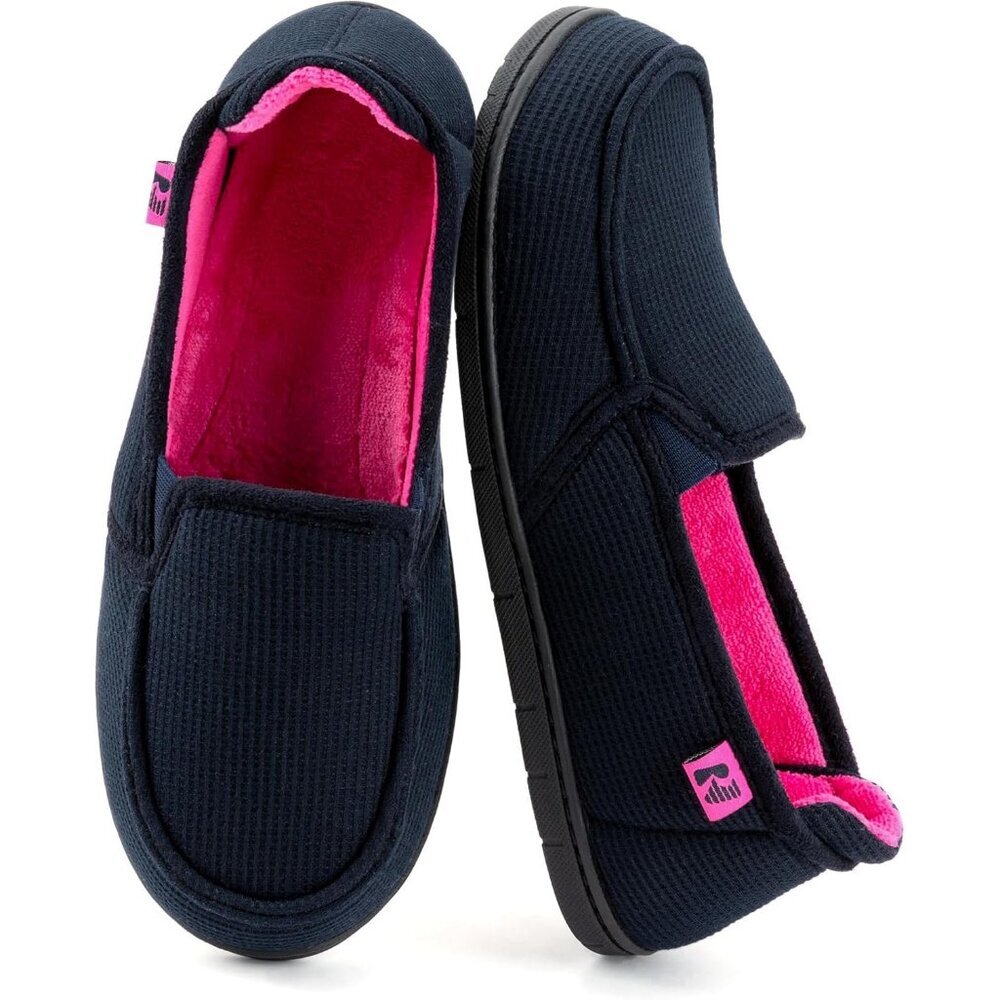 Women's Two Tone Pink Blue Hoodback Removable Rubber Insole Slipper Boot shoes